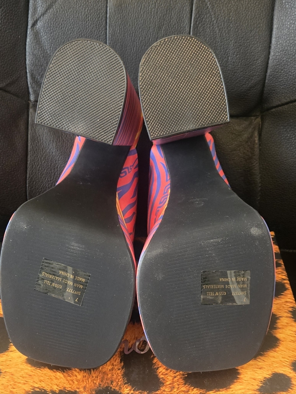 Bold Multicolor Zebra Print Platform Mules - Picture 5 of 6